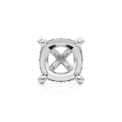 14K White Gold Hidden Halo Cushion Center With 1.08 TCW Diamond (SI1-SI2, G-H)