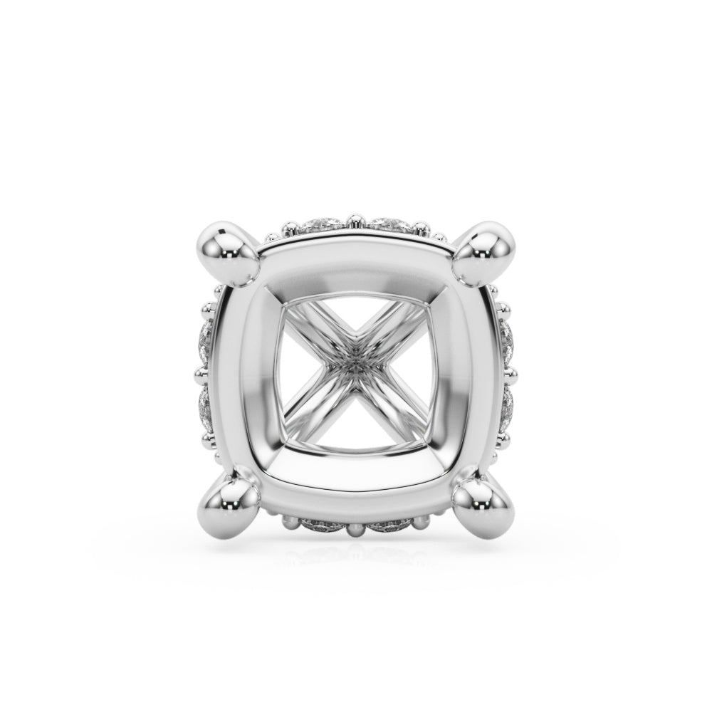 14K White Gold Hidden Halo Cushion Center With 1.04 TCW Diamond (SI1-SI2, G-H)
