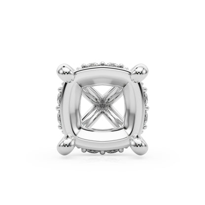 14K White Gold Hidden Halo Cushion Center With 1.04 TCW Diamond (SI1-SI2, G-H)