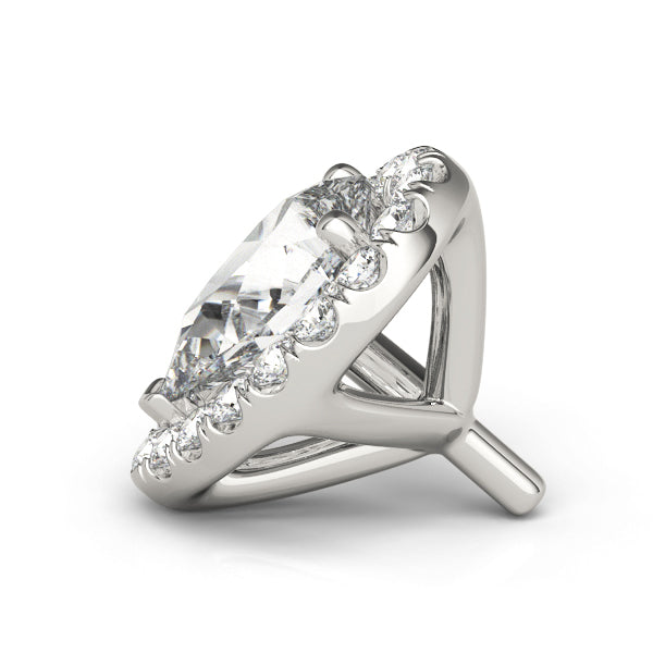 14K White Gold Pear Halo Ring Head With 0.16 TCW Diamond (SI1-SI2, G-H)