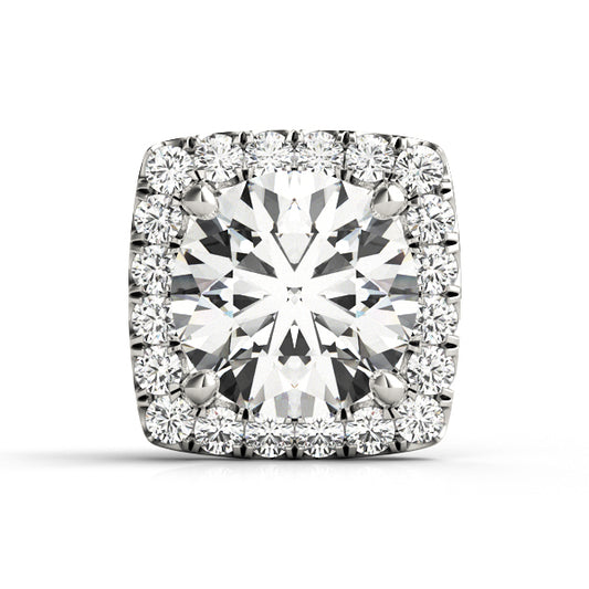 14K White Gold Round Center Cushion Halo Ring Head With 0.87 TCW Diamond (SI1-SI2, G-H)
