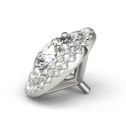 14K White Gold Round Double Ring Head With 1 TCW Diamond (SI1-SI2, G-H)