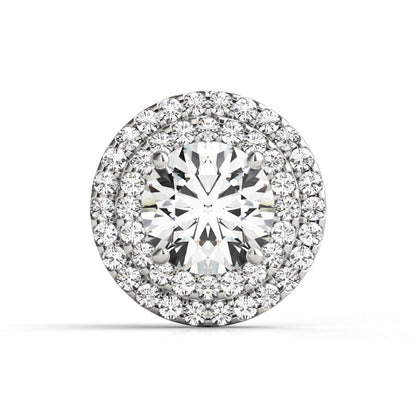 14K White Gold Round Double Ring Head With 1 TCW Diamond (SI1-SI2, G-H)