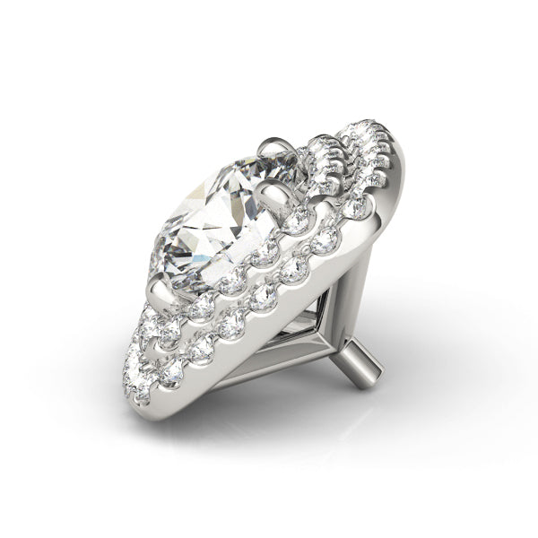 14K White Gold Round Center Cushion Double Halo Ring Head With 0.46 TCW Diamond (SI1-SI2, G-H)