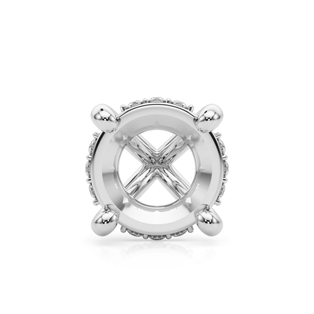 14K White Gold Hidden Halo Round Head With 3.12 TCW Diamond (SI1-SI2, G-H)