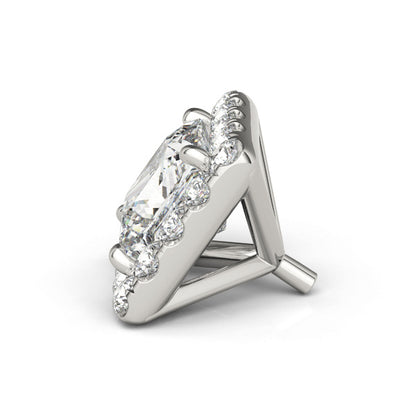 14K White Gold Princess Cut Halo Ring Head With 0.84 TCW Diamond (SI1-SI2, G-H)