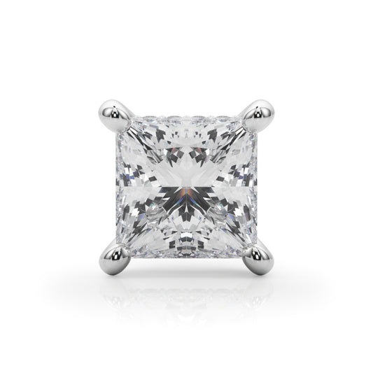 14K White Gold 4 Prong Princess Cut Hidden Halo Head With 2.12 TCW Diamond (SI1-SI2, G-H)