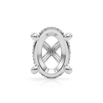 14K White Gold Hidden Halo Oval Head With 0.09 TCW Diamond (SI1-SI2, G-H)