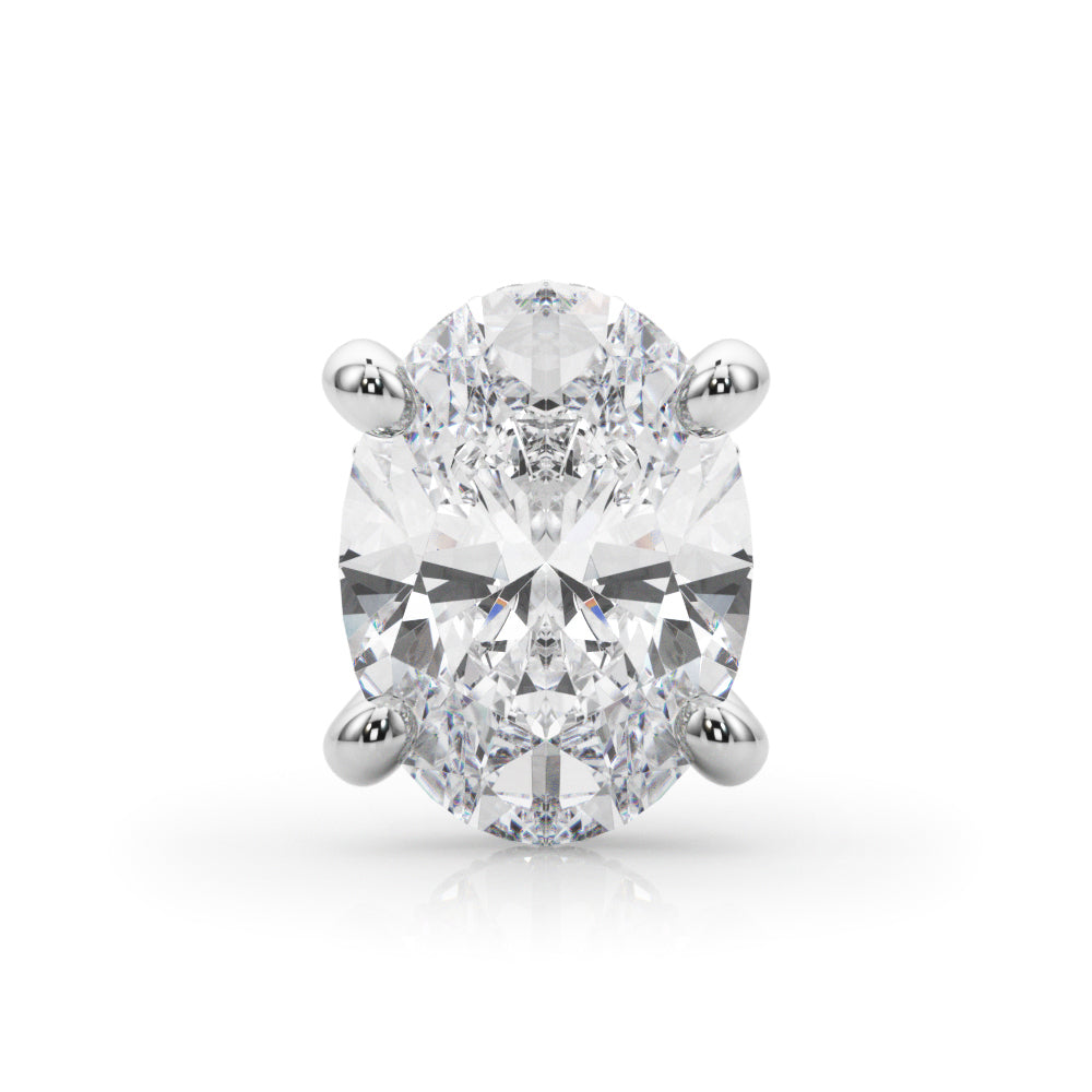 14K White Gold Hidden Halo Oval Head With 0.09 TCW Diamond (SI1-SI2, G-H)