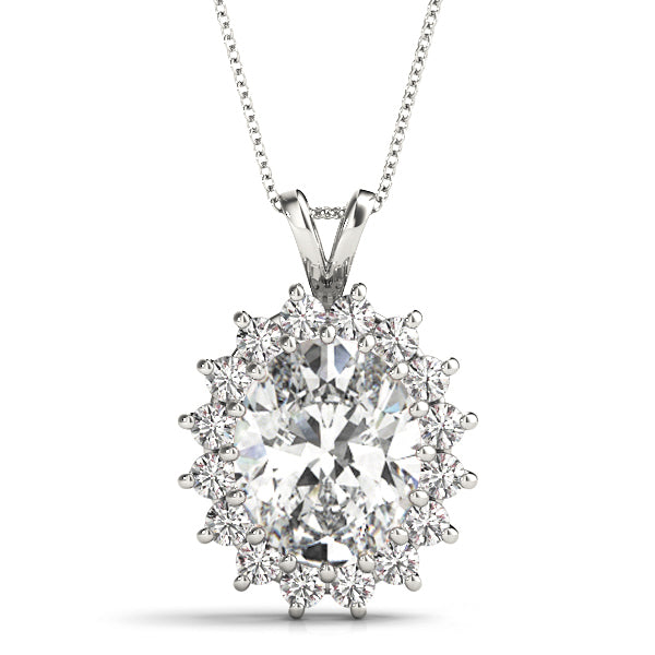 14K White Gold Pendants Color Oval With 0.32 TCW Diamond (SI2, H-I)