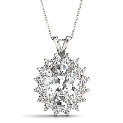 14K White Gold Pendants Color Oval With 0.32 TCW Diamond (SI2, H-I)