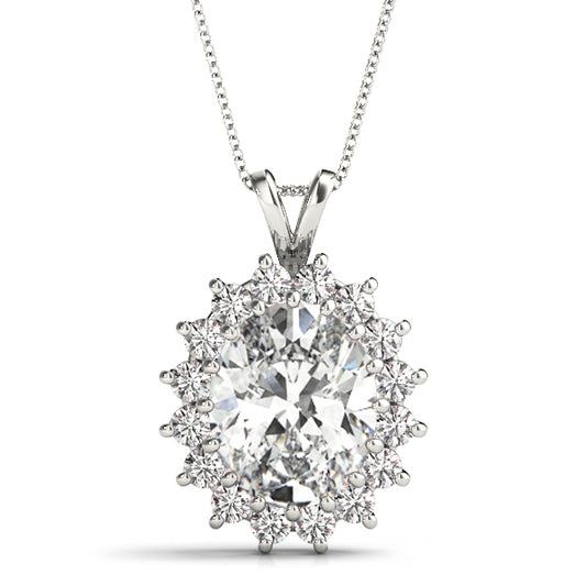 14K White Gold Pendants Color Oval With 0.32 TCW Diamond (SI2, H-I)