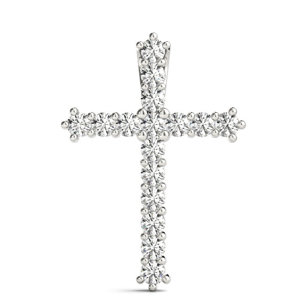 14K White Gold Pendants Religious Crosses With 0.24 TCW Diamond (I3 H-J)