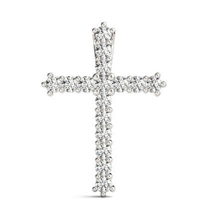 14K White Gold Pendants Religious Crosses With 0.24 TCW Diamond (I3 H-J)