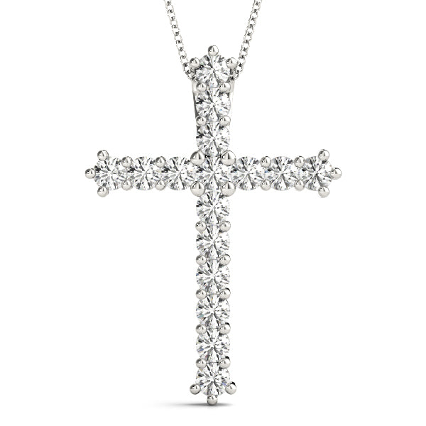 14K White Gold Pendants Religious Crosses With 0.24 TCW Diamond (I3 H-J)