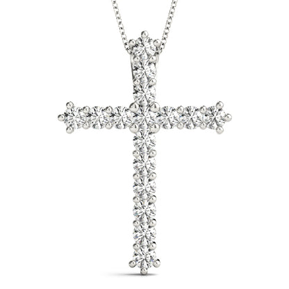 14K White Gold Pendants Religious Crosses With 0.24 TCW Diamond (I3 H-J)