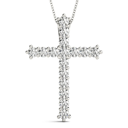 14K White Gold Pendants Religious Crosses With 0.24 TCW Diamond (I3 H-J)