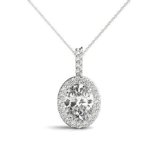 14K White Gold Pendants Halo With 0.15 TCW Diamond (I3 H-J)
