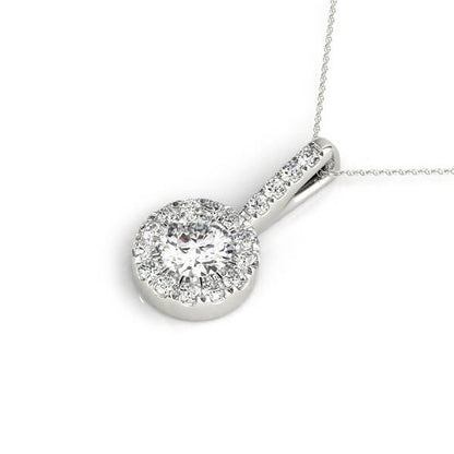 18K White Gold Pendants Halo With 0.95 TCW Diamond (SI1-SI2, G-H)