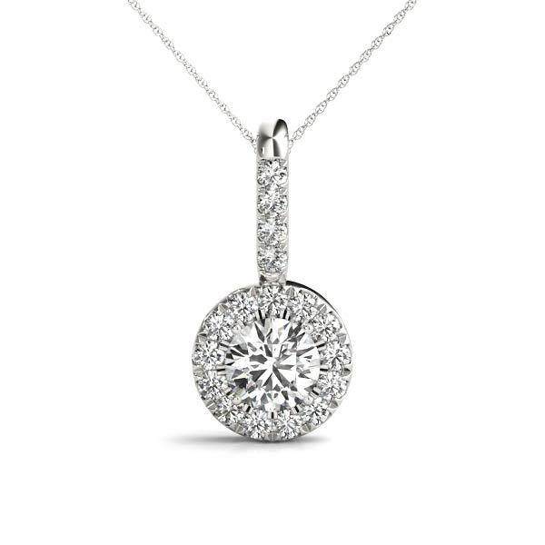 18K White Gold Pendants Halo With 0.95 TCW Diamond (SI1-SI2, G-H)