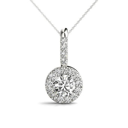18K White Gold Pendants Halo With 0.95 TCW Diamond (SI1-SI2, G-H)