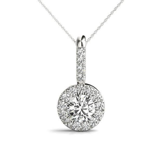 18K White Gold Pendants Halo With 0.95 TCW Diamond (SI1-SI2, G-H)