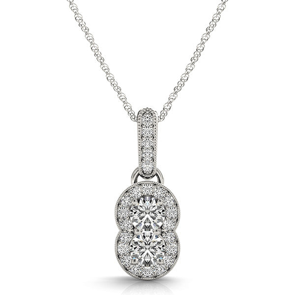 14K White Gold Two Stone Pendant With 0.36 TCW Diamond (SI2, H-I)
