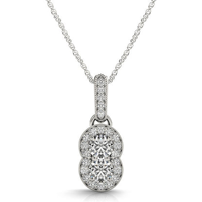 14K White Gold Two Stone Pendant With 0.36 TCW Diamond (SI2, H-I)
