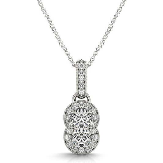 14K White Gold Two Stone Pendant With 0.36 TCW Diamond (SI2, H-I)