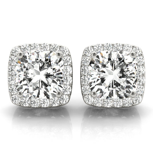 14K White Gold Earrings Halo With 1.15 TCW Diamond (SI2, H-I)