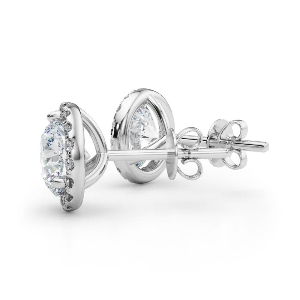 14K White Gold Earrings Halo With 0.31 TCW Diamond (SI2, H-I)