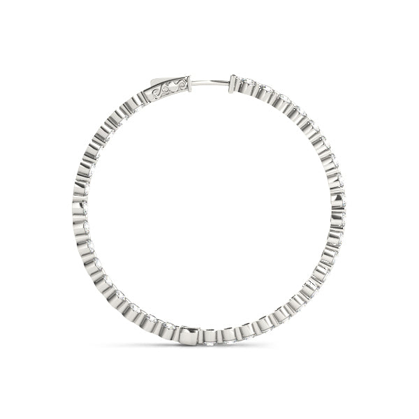 14K White Gold 1 Inch 1 Prong Round Hoop With 0.57 TCW Diamond (SI2, H-I)