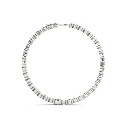 14K White Gold 1 Inch 1 Prong Round Hoop With 0.57 TCW Diamond (SI2, H-I)