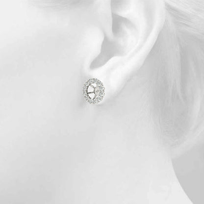 14K White Gold Earring Jacket For 1.0 Ct Center With 0.39 TCW Diamond (SI2, H-I)