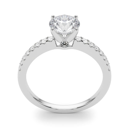 14K White Gold Engagement Rings Single Row Prong Set With 0.12 TCW Diamond (SI1-SI2, G-H)