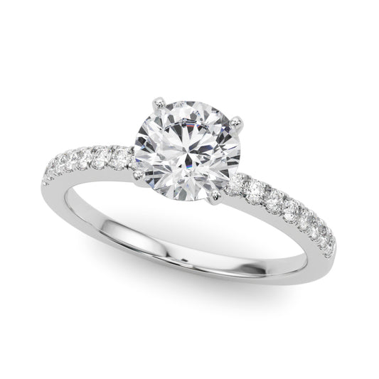 14K White Gold Engagement Rings Single Row Prong Set With 0.12 TCW Diamond (SI1-SI2, G-H)