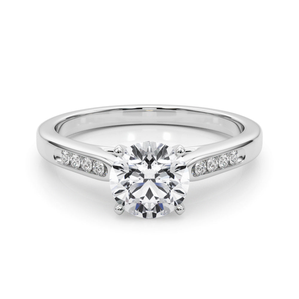 14K White Gold Engagement Rings Single Row Channel Set With 0.08 TCW Diamond (I1, H-I)