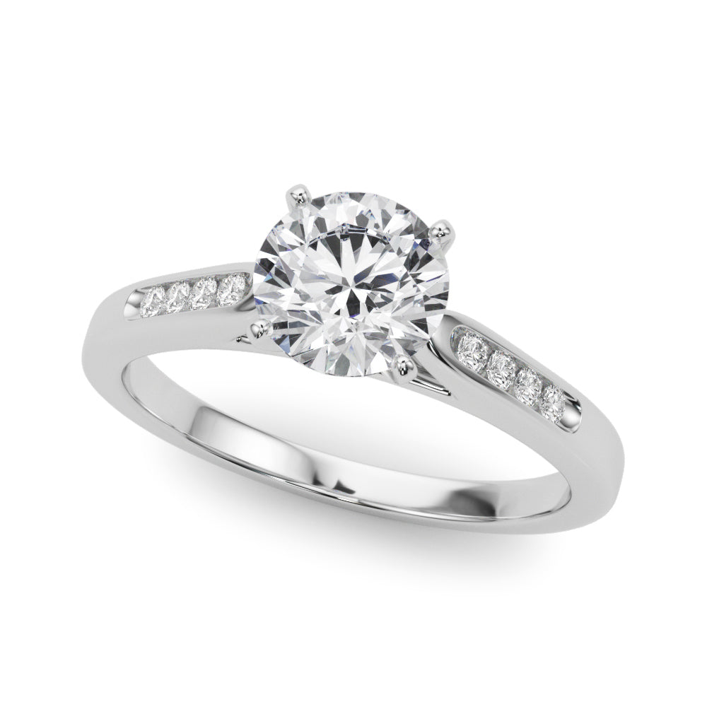 14K White Gold Engagement Rings Single Row Channel Set With 0.08 TCW Diamond (I1, H-I)