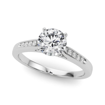 14K White Gold Engagement Rings Single Row Channel Set With 0.08 TCW Diamond (I1, H-I)