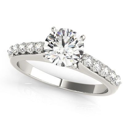 14K White Gold Engagement Rings Single Row Prong Set With 0.20 TCW Diamond (SI1-SI2, G-H)