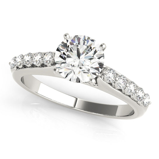 14K White Gold Engagement Rings Single Row Prong Set With 0.20 TCW Diamond (SI1-SI2, G-H)