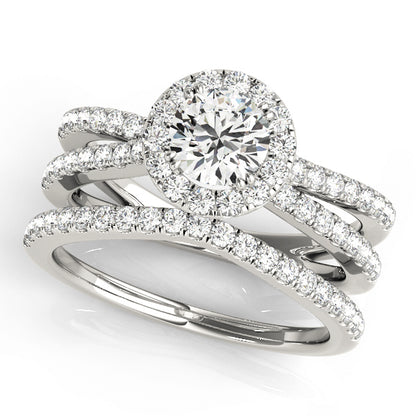 14K White Gold Engagement Rings Halo Round With 1.52 TCW Diamond (I2, H-I)