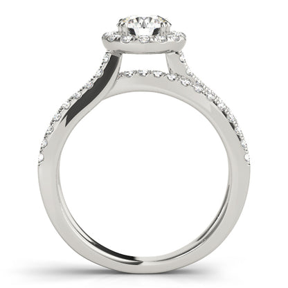 14K White Gold Engagement Rings Halo Round With 1.52 TCW Diamond (I2, H-I)