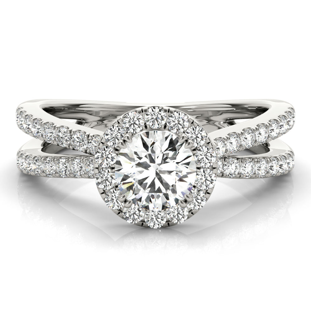 14K White Gold Engagement Rings Halo Round With 1.52 TCW Diamond (I2, H-I)
