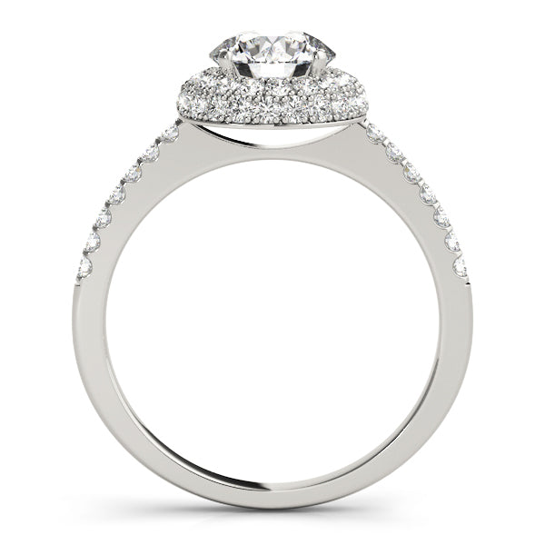 14K White Gold Engagement Rings Halo Round With 0.54 TCW Diamond (SI1-SI2, G-H)