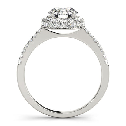 14K White Gold Engagement Rings Halo Round With 0.54 TCW Diamond (SI1-SI2, G-H)
