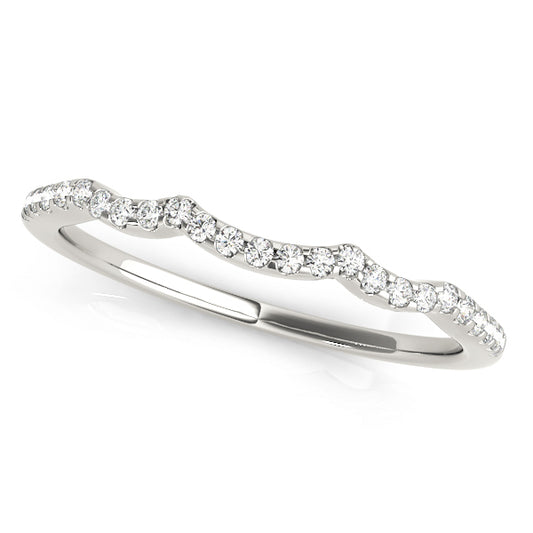 14K White Gold Wedding Bands Curved Bands With 0.12 TCW Diamond (SI1-SI2, G-H)