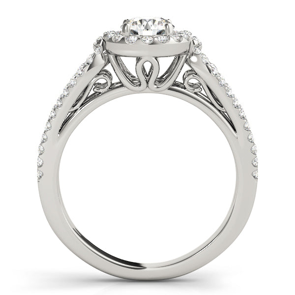 14K White Gold Engagement Rings Halo Round With 0.84 TCW Diamond (I2, H-I)