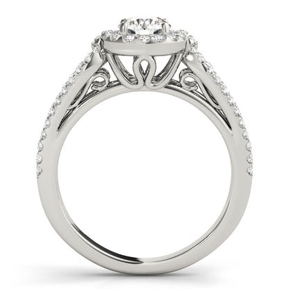 14K White Gold Engagement Rings Halo Round With 0.84 TCW Diamond (I2, H-I)