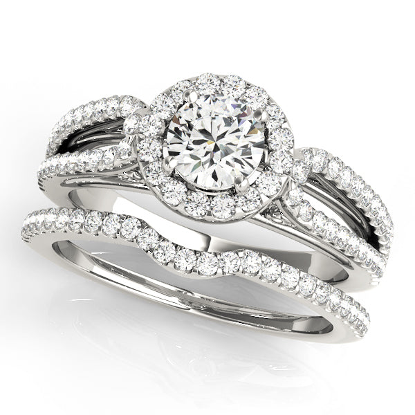14K White Gold Engagement Rings Halo Round With 0.84 TCW Diamond (I2, H-I)